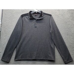 Michael Kors Sweatshirt Men's L Gray Fleece Lined Long Sleeve Mock Neck 1/4 Zip
